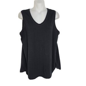 Tek Gear On the Go Womens Top Size M Layered Fly Away Back Sleeveless Black Yoga